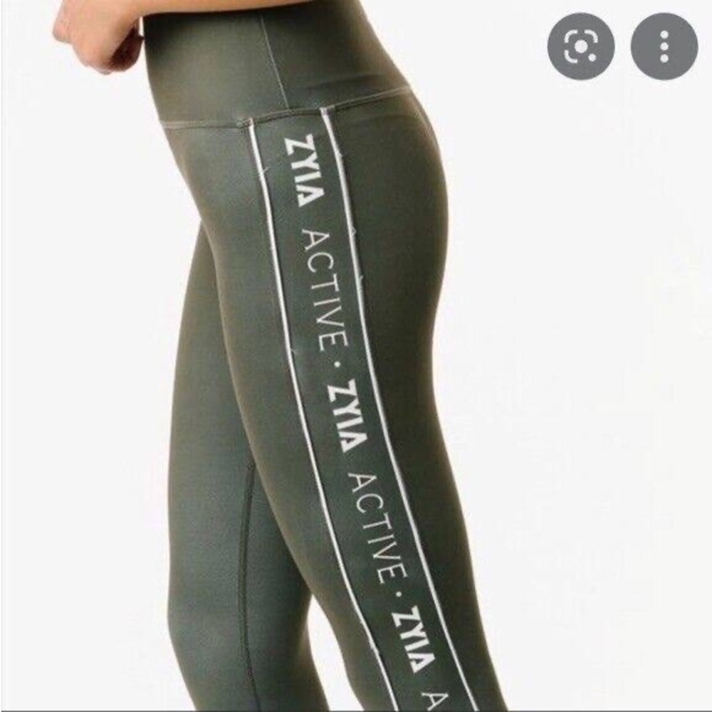 ZYIA Active Olive Green Leggings Side Logo Size 12